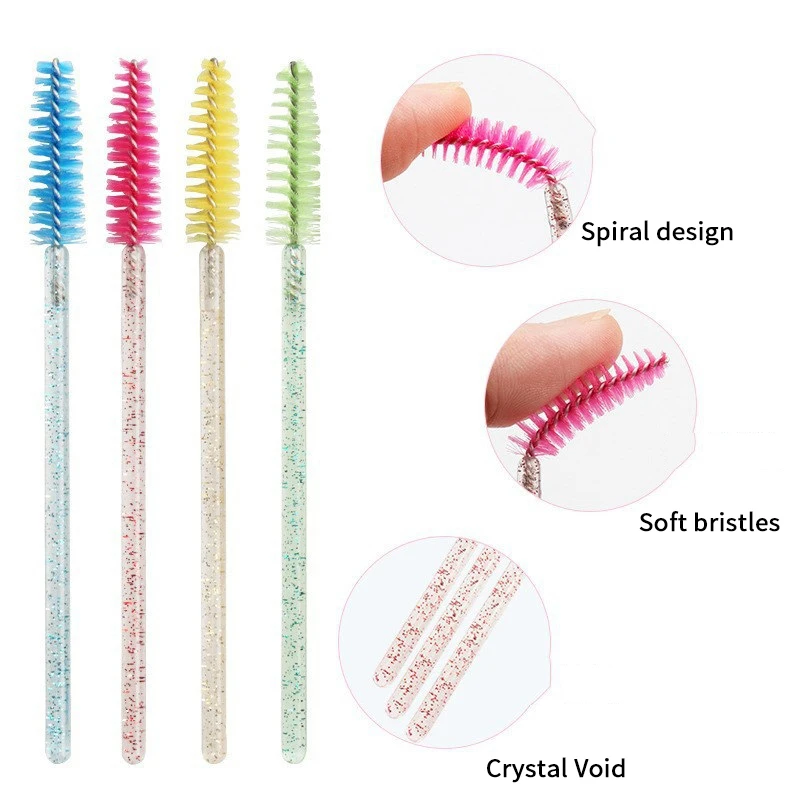 Disposable Crystal Eyelashes Brush Comb 50/100Pcs Eye Lashes Extension Mascara Wands Makeup Professional Makeup Beauty Tool