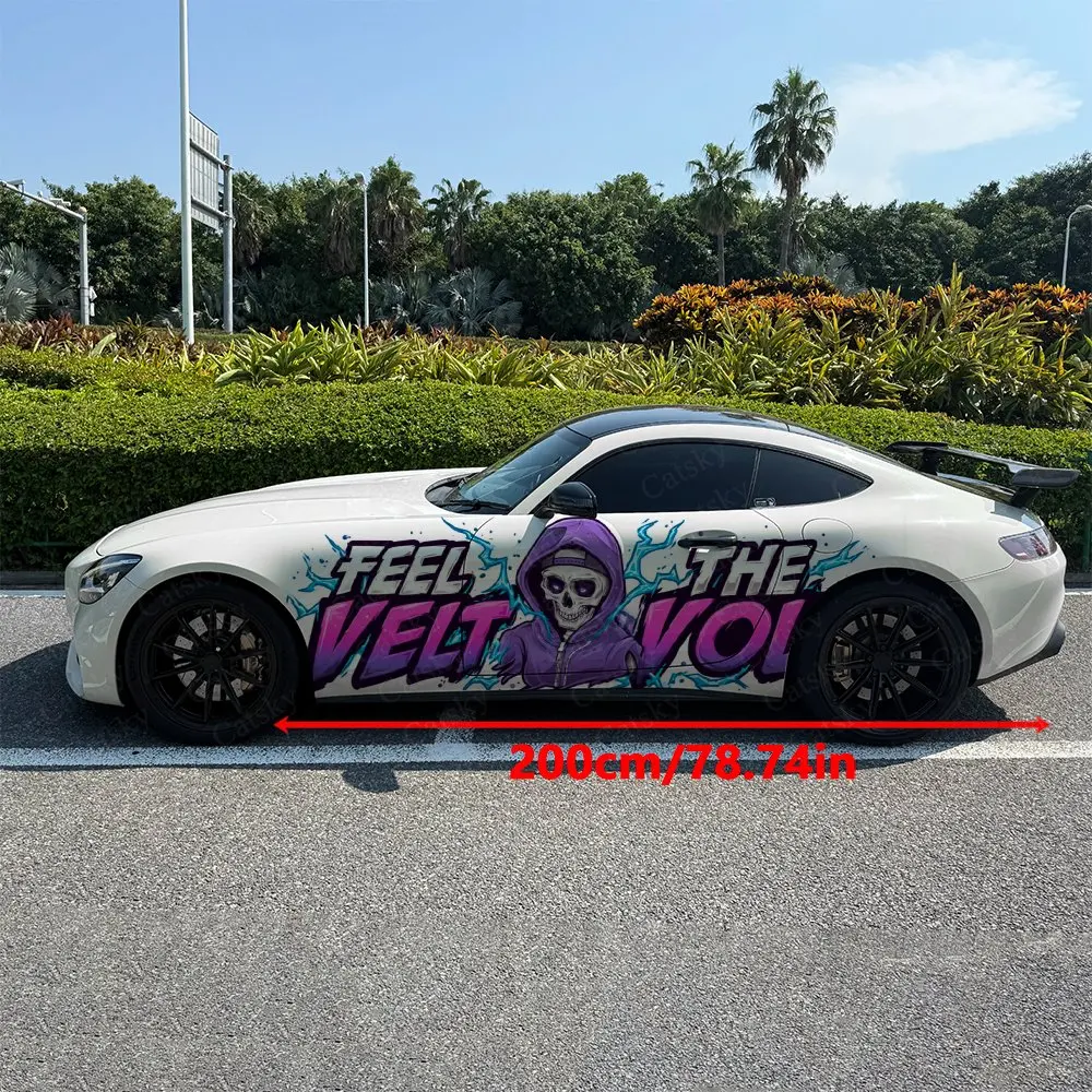 Lightning Skull Car Sticker Full Body Decal Decoration Covering Scratches Protect Car Sticker Waterproof Car Vinyl Wraps