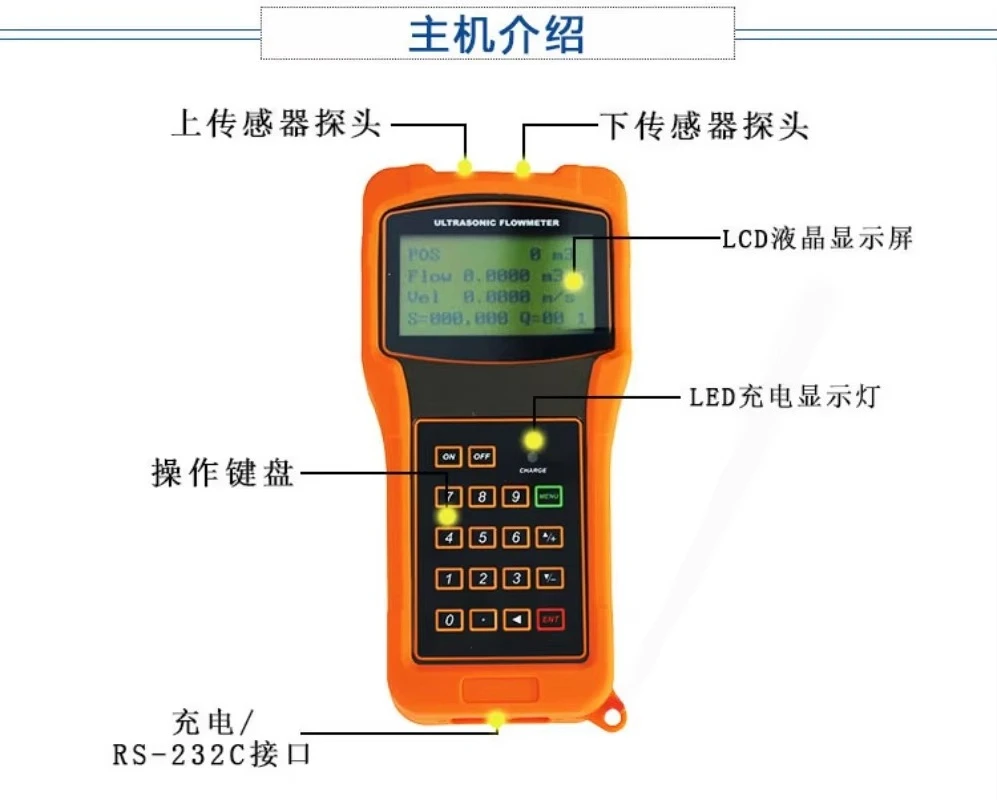 Portable Split Handheld Intelligent Ultrasonic Cold Heat Flow Meter Suitable for Industrial Pipeline Measurement