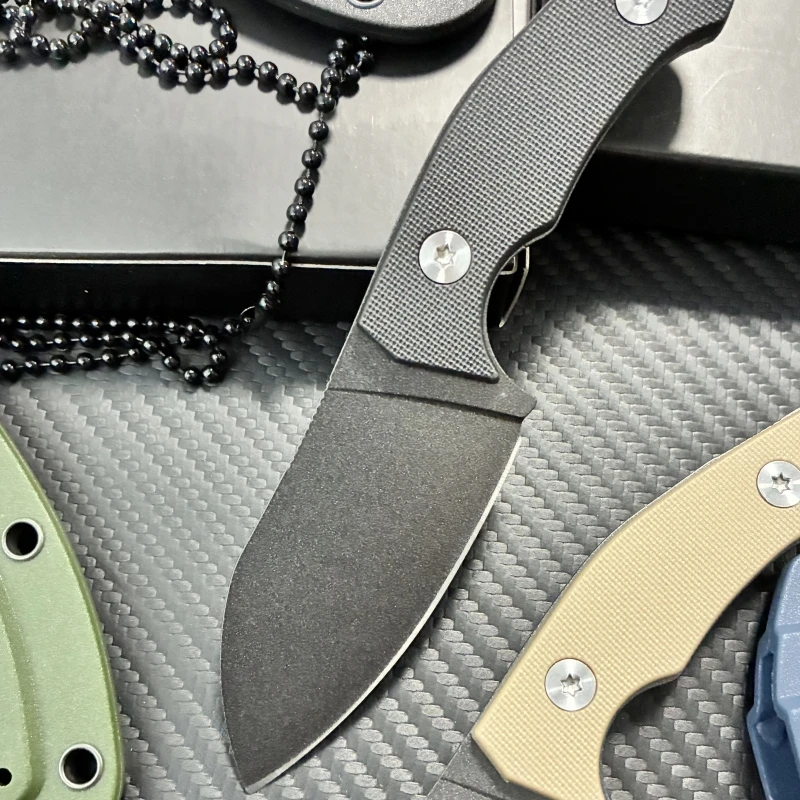 Cuchillo recto para exteriores, forma original, color obsidiana negra, cuchillo pequeño de acero 5CR13, cuchillo de bolsillo para pesca y acampada, herramienta EDC suave