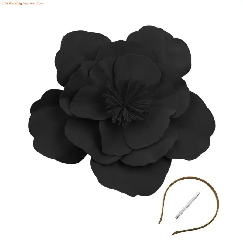 G92D Flower Fascinators with Christmas Flowers Hair Accessories Elegant Photography Props for Wedding Parties and Event