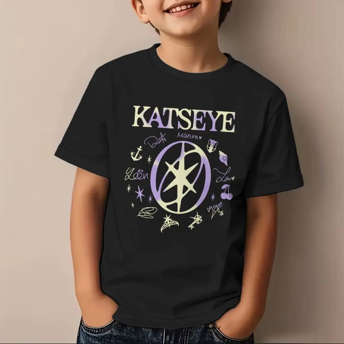 KATSEYE Bedrucktes T-Shirt für Kinder, Katseye-Design, Baumwoll-Oberteil für Jungen und Mädchen, lässiges Kurzarm-T-Shirt mit Rundhalsausschnitt, bequemes T-Shirt für Kinder – Detail 3