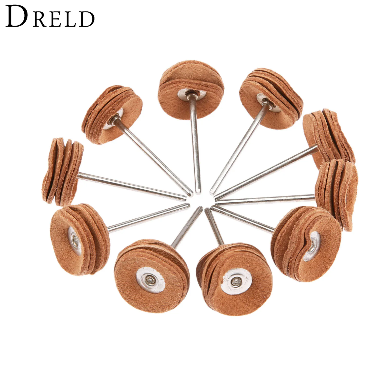 DRELD 10Pcs 25มม.ขัด Buffing ล้อสำหรับอุปกรณ์ Dremel สว่านขัด2.35มม.เครื่องประดับอัญมณีเครื่องมือขัด