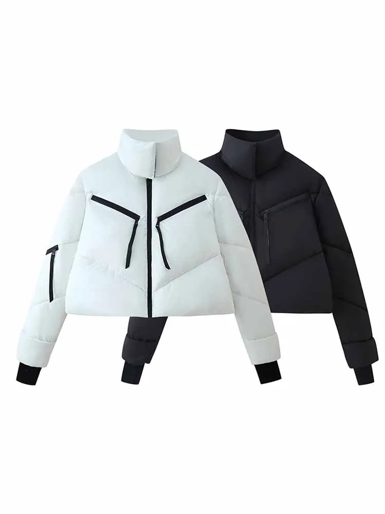 

HH New Woman Winter Fashion Long Sleeves Stand Collar Zipper Loose Short Cotton Clothes Female Casual Keep Warm Cotton Jacket