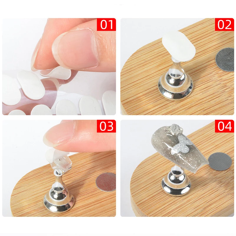 500 Stuks Traceless Transparante Nagel Dubbelzijdig Plakband Voor Valse Nagels Display Stand Gereedschap Nagels Tips Houder Manicure Strip