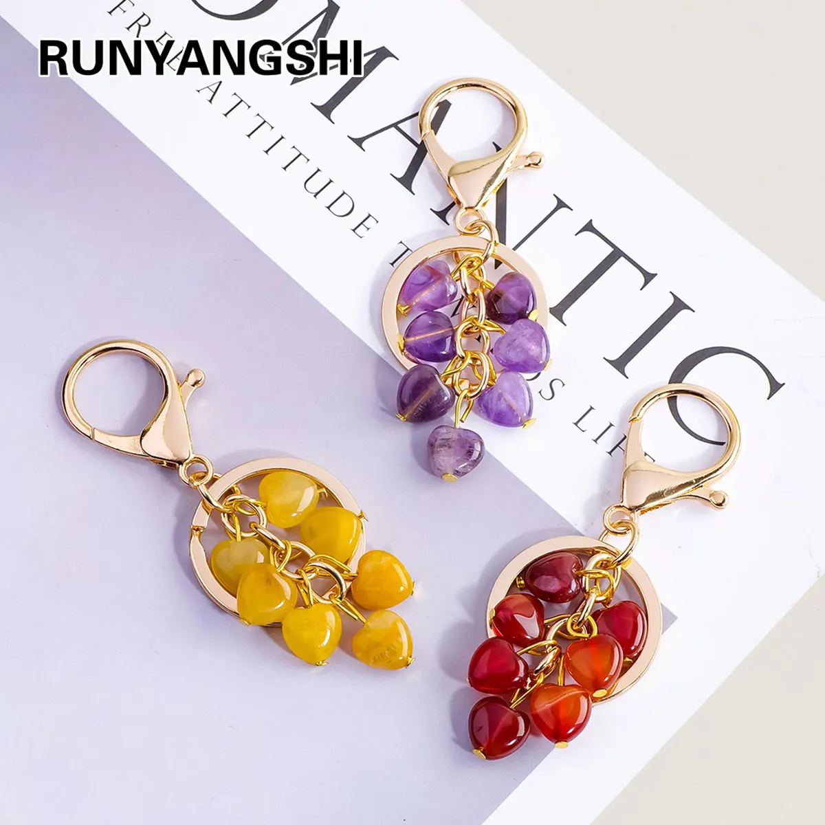 1PC Natural Crystal Mini Love Pendant – Healing Energy Stone for Mobile Phone Decor & Yoga Spiritual Jewelry Mother's Day Valen