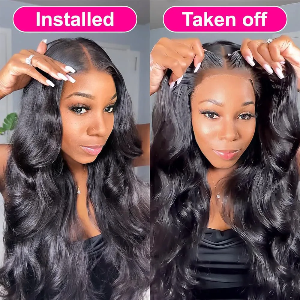 250 Density Glueless Wig Human Hair Ready To Wear Body Wave Pre Plucked Pre Cut Lace Wear And Go Wig 4X4 Lace Closure Wig