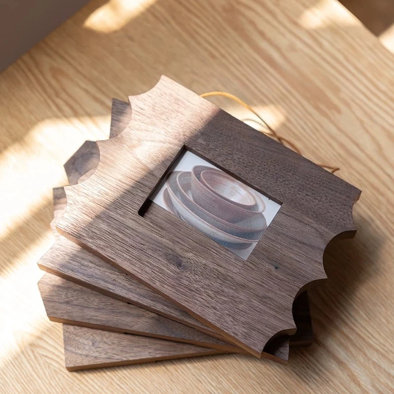 Geometric Rectangular Photo Frame Tabletop Picture Stand Natural Timber Picture Display Holder for Home Desktop Decor Frame