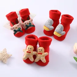 Baby Christmas Socks for Newborns Infant Cotton Short Socks Kids Children's Socks for Girls Boys Non-slip Print Toddler Clothing