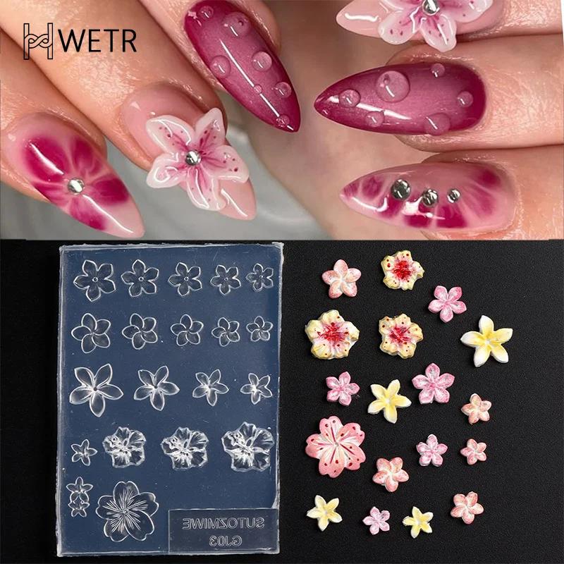 ทําด้วยมือ DIY Frangipani ซิลิโคนเล็บแม่พิมพ์สําหรับเล็บแฟชั่นดอกไม้เล็บออกแบบแม่พิมพ์สูงโปร่งใสแม่แบบ
