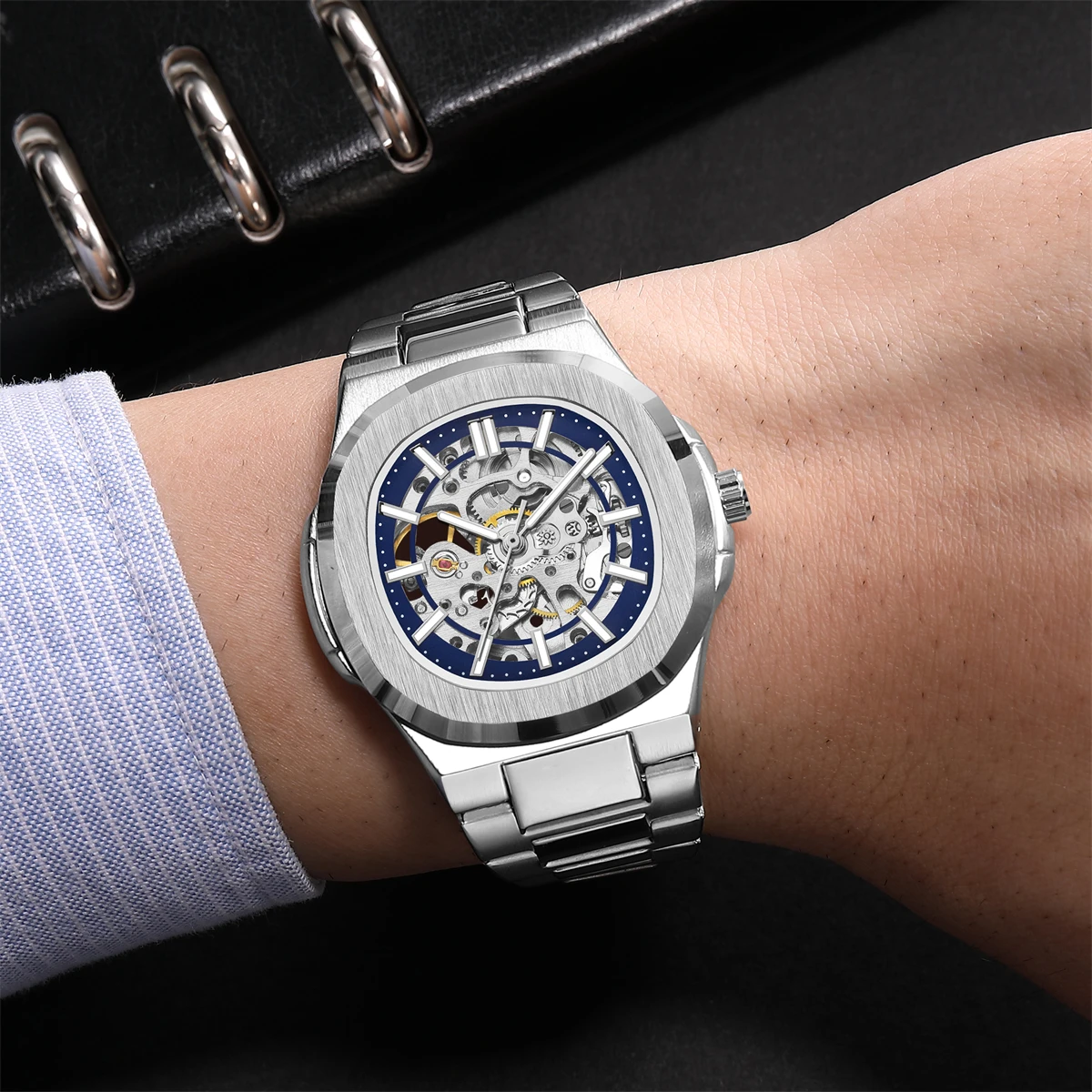 Luxury highend mechanical men\'s watch wrist automatic mechanical watch hollow alloy clocks watch for men fashion trend Relogio