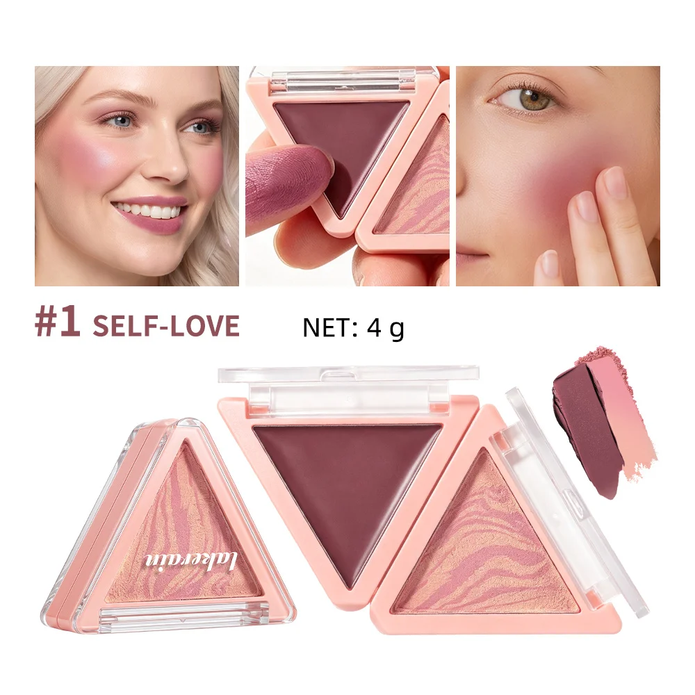 Cream And Powder Multidimensional Blush Duo Dual Finish Blush Long Lasting Waterproof Natural Cheek Rouge Face Makeup Cosmetics