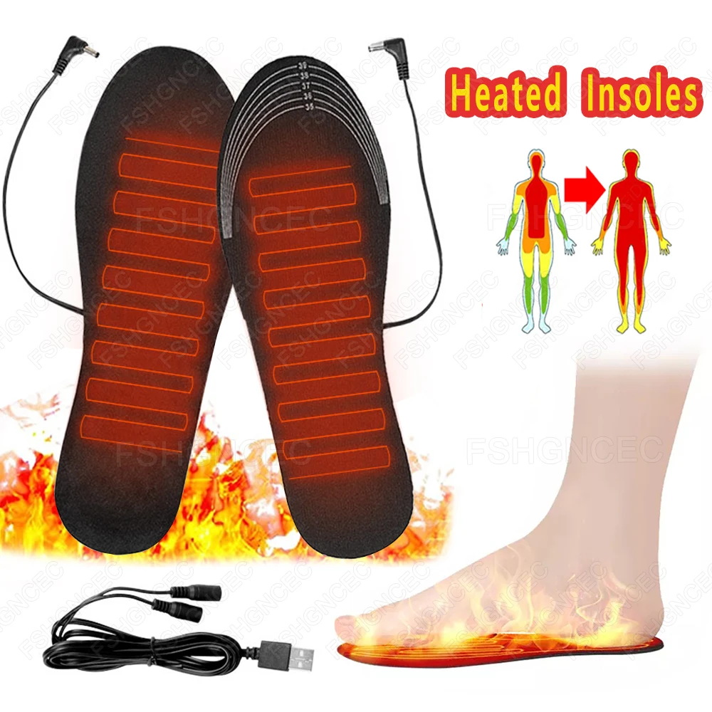 USB Heated Shoes Insoles Women Men Feet Keep Warm Insole Electric Heating Shoe Pad for Winter Outdoor Skiing Sports Shoe Soles