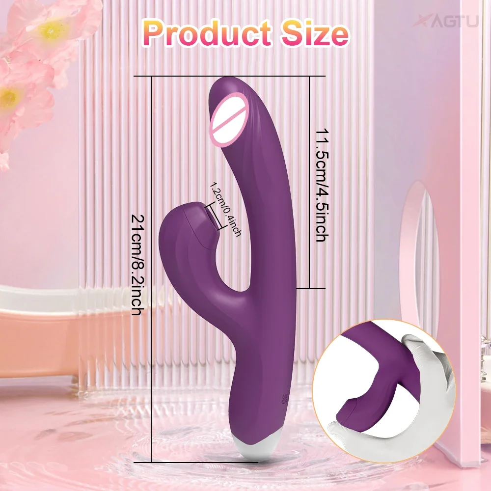 Clit Sucker 2 in 1 Vibrator Dildo for Women G-Spot Clitoris Vacuum Stimulator Heating Dildo Female Sex Toy Adults Goods