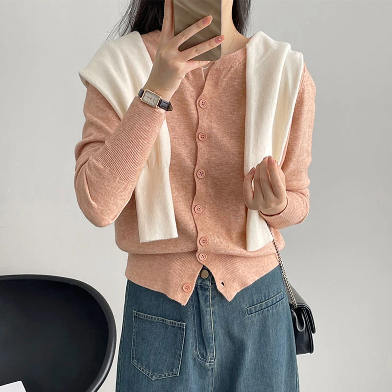 New Fashion Women's Thin Fleece Knit Loose Short Cashmere Sweater Round Neck, Warm Korean Sle Casual Female Sweater Top Cloting