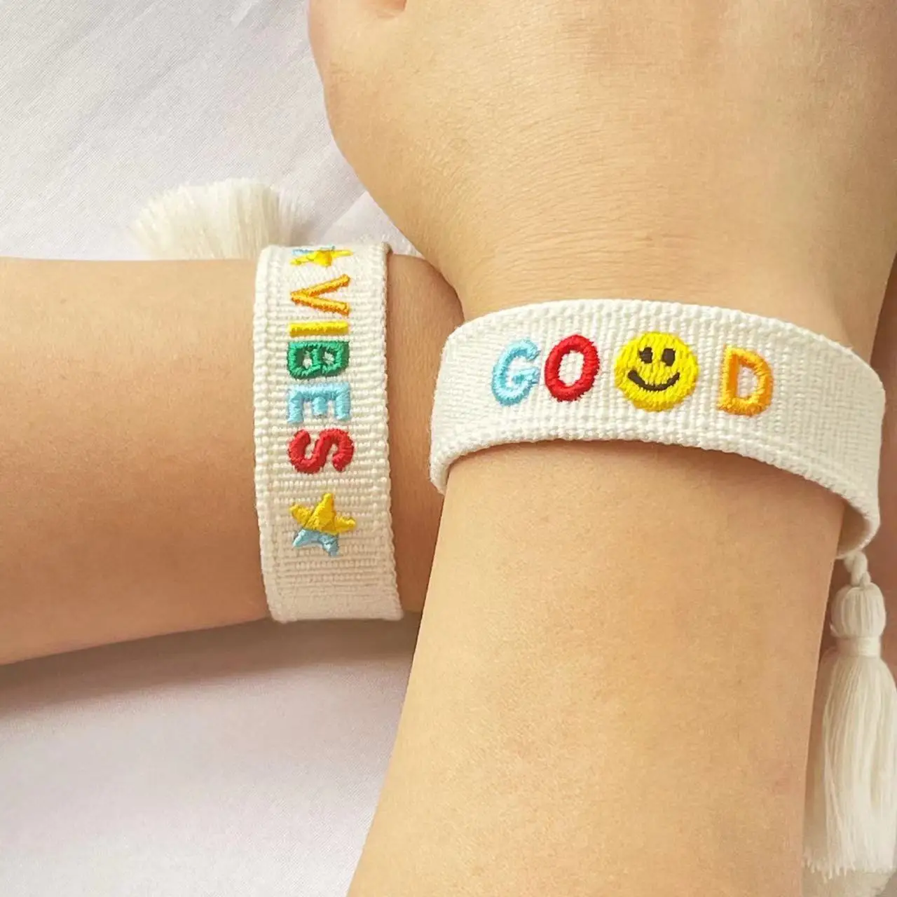 GOOD VIBES | POSITIVE VIBES Woven Embroidery Bracelets