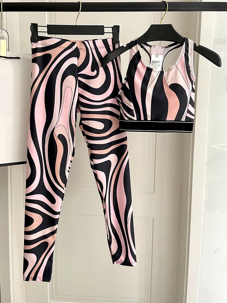 

Spring Summer Beach Style Fashion Geometric Print Trousers Suit Women's O-Neck Short Style Top + Straight Barrel Pencil Pants