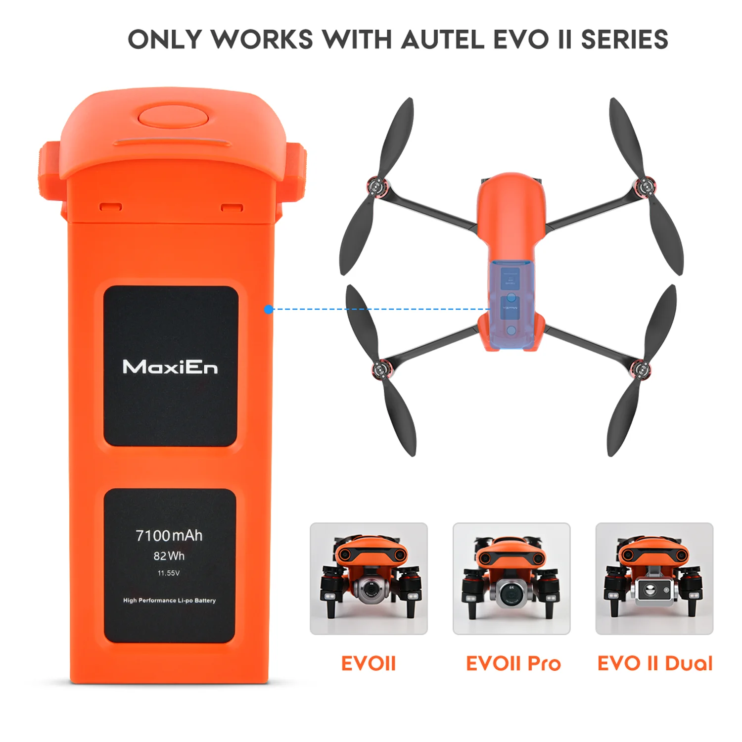 Autel Accesorios de batería para Dron EVO II Batería inteligente de litio recargable 7100mAh 82Wh