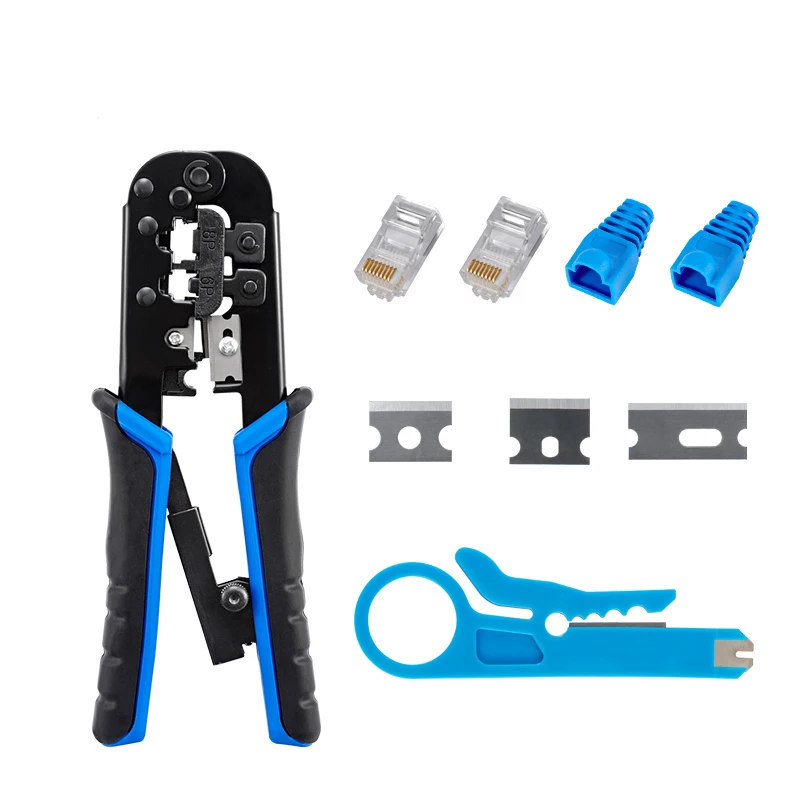 RJ11 RJ45 Ratchet Crimping Tool Ethernet Network LAN Cable Crimper Cutter Stripper Plier Modular 8P RJ45 & 6P RJ12 RJ11