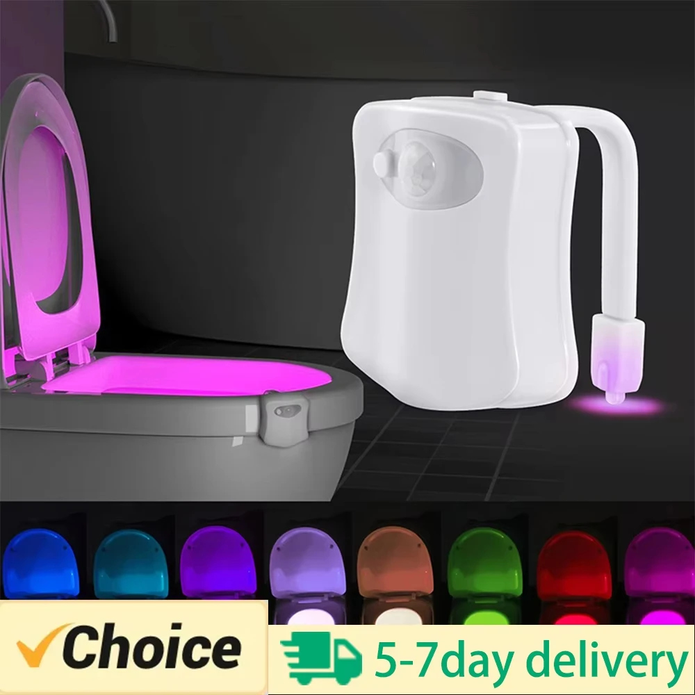 

Датчик движения, беспроводной светодиодный ночник, RGB, 8 цветов, лампа для туалета, ванной комнаты, атмосферный свет, красочный датчик, светодиодные ночники
