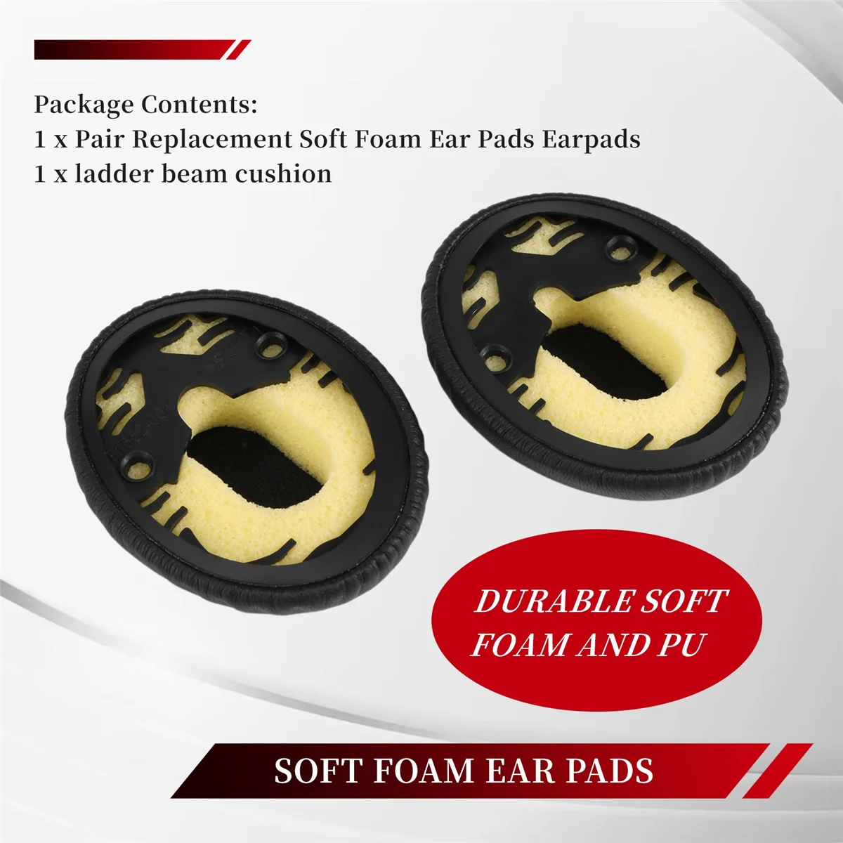 RISEN Un par de almohadillas negras con almohadilla para la cabeza para auriculares Bose QC3 Quiet Comfort 3