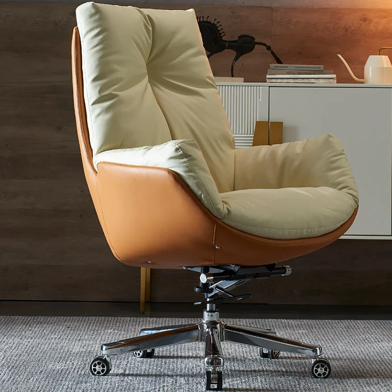 Swivel Computer Office Chairs Sedentary Leather Armchair Ergonomic Office Chairs Mobile Modern Furniture Chaise Bureau LLOC