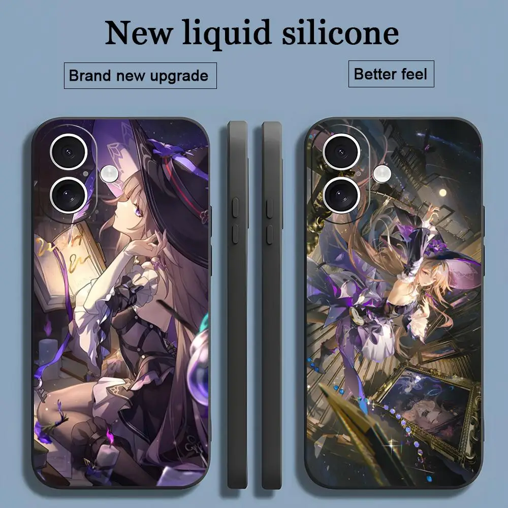 Honkai Star Rail The Herta funda de teléfono caliente para iPhone 16 15 14 13 12 11 X XR XS 8 Plus Mini Pro Max cubierta suave negra a prueba de golpes
