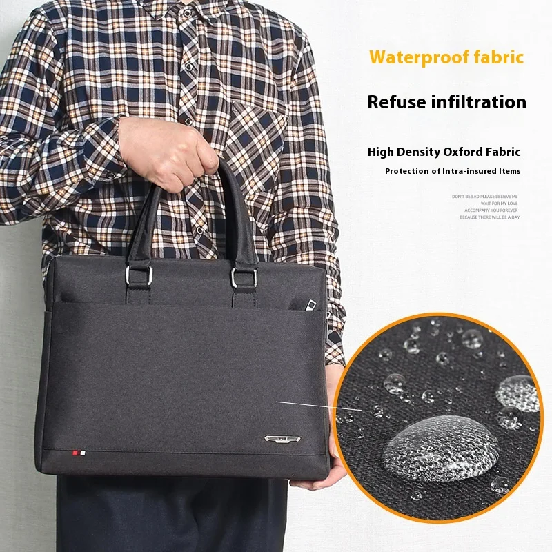 Men's handbag Oxford large capacity conference bag waterproof document bag business trip fashion simple briefcase