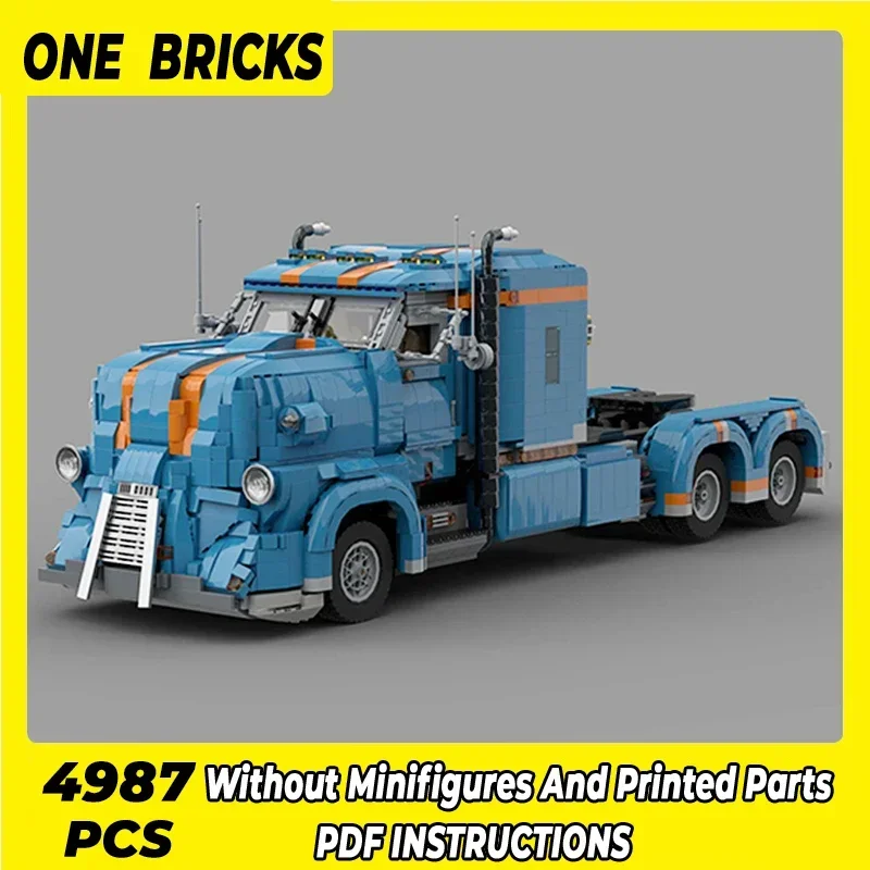 Moc Building Bricks City Trailer Model Strong Brawn Truck Technology Modular Blocks Gifts Toys For Children DIY Sets Assembly