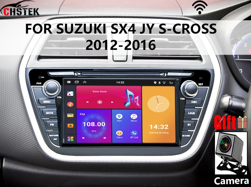 Автомобильный радиоприемник, беспроводной Carplay для Suzuki SX4 JY S-Cross Crossover 2012-2016, навигация, Android, мультимедиа, Bluetooth, GPS, WIFI, авто