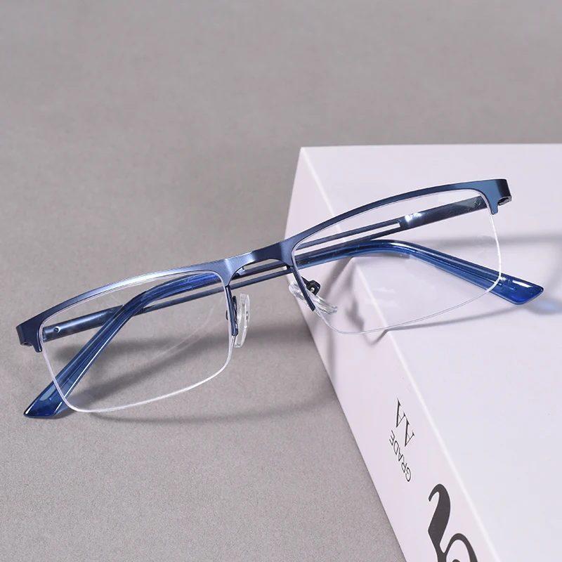 Metall Anti-blau Licht Lesebrille Männer Halb Rahmen Business Brillen Weitsichtige Brillen Dioptrien + 1,25 + 1,75 + 2,25 + 2,75 + 3,5 – Detail 10
