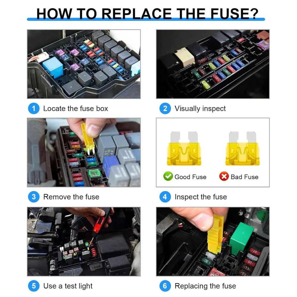 182PCS Fuses Assortment Kit, Blade Fuses  - Standard & Mini & Low Profile Mini Fuse (5A/7.5A/10A/15A/20A/30A/40A), for Boat, RV