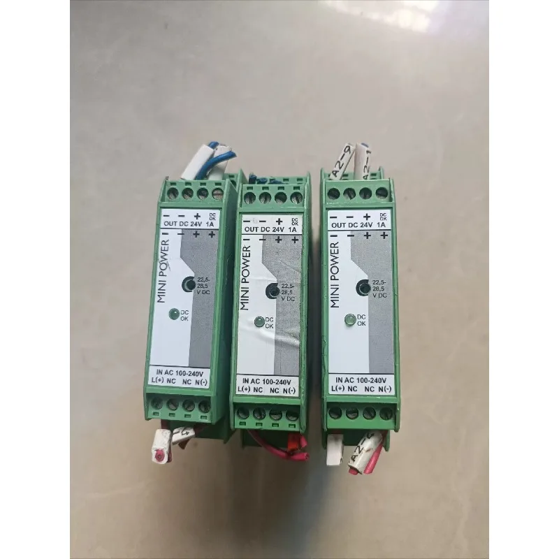 MINI-PS-100-240AC/24DC/1 DIN Rail Power Supply 1A Output Used Minor Scratches Untested As-Is for Industrial Automation Systems