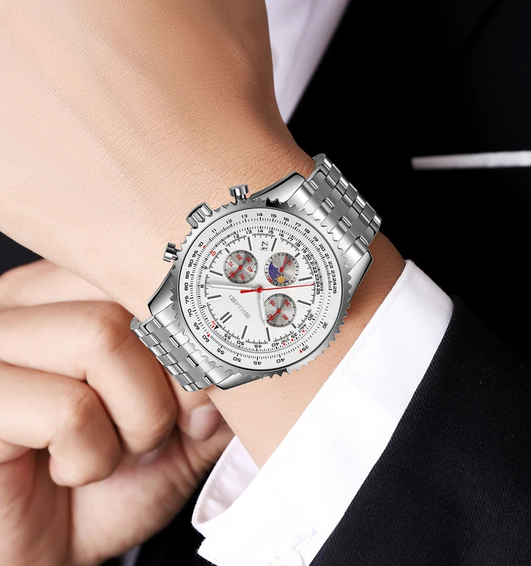 SKMEI 9348 Brand Luxury Fashion Watch Men Moon Phase Military Time