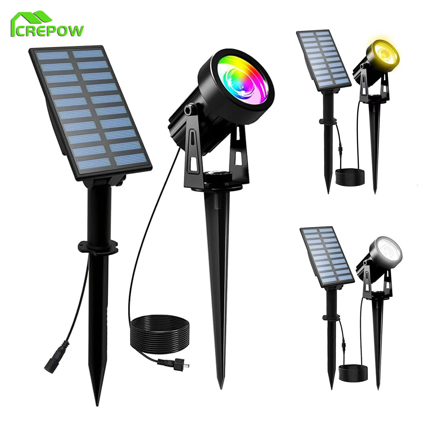 Lampe solaire RGB 3000K pour arbre, décoration extérieure de jardin, étanche IP65, couleur changeante, projecteur mural de rue et de paysage