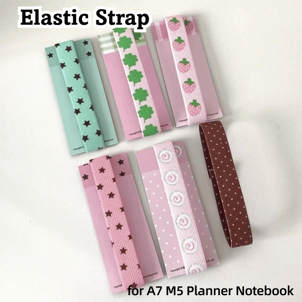 Adjustable Notebook Straps Loose-leaf Notebook DIY Decoration Elastic Strap Cute Star Binder Strap for A7 M5 Planner Notebook
