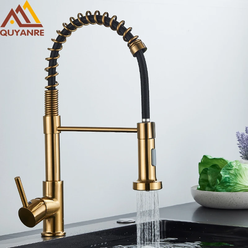 Geborsteld gouden keukenkraan - Pull Down Spray Kitchen Faucet Brushed Nickel recensie en prijs