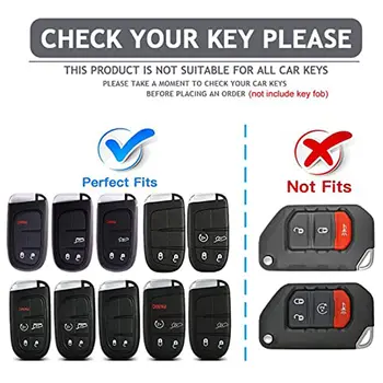 道奇SRT Ram Charger 1500 Challenger、吉普Renegade Compass Grand Cherokee、克萊斯勒300C Wrangler的汽車鑰匙套 8 最佳銷售 吉普叛逆者(Jeep Renegade)的配件 - №1