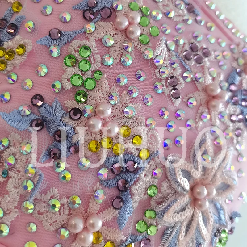 LIUHUO Pink Lyrical Dancing Dress for Performance Color Pole Skirt Factory Customize BD8841