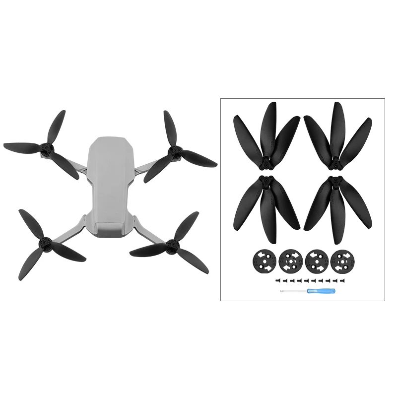 Three-Blade Propeller for DJI Mavic Mini/ Mini 2 Drone Props Blade Replacement Wing Fans for DJI Mini 2, Black