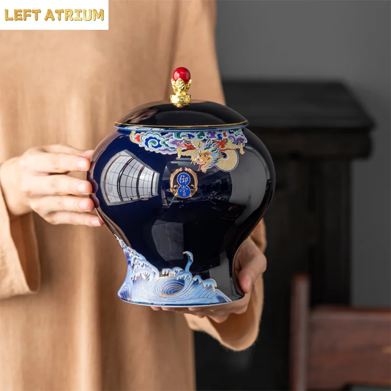 Ceramic Tea Pot Tea Caddy Porcelain Sealed Storage Tank Chinese Vintage Bottle Household Storage Container Home Decoration
