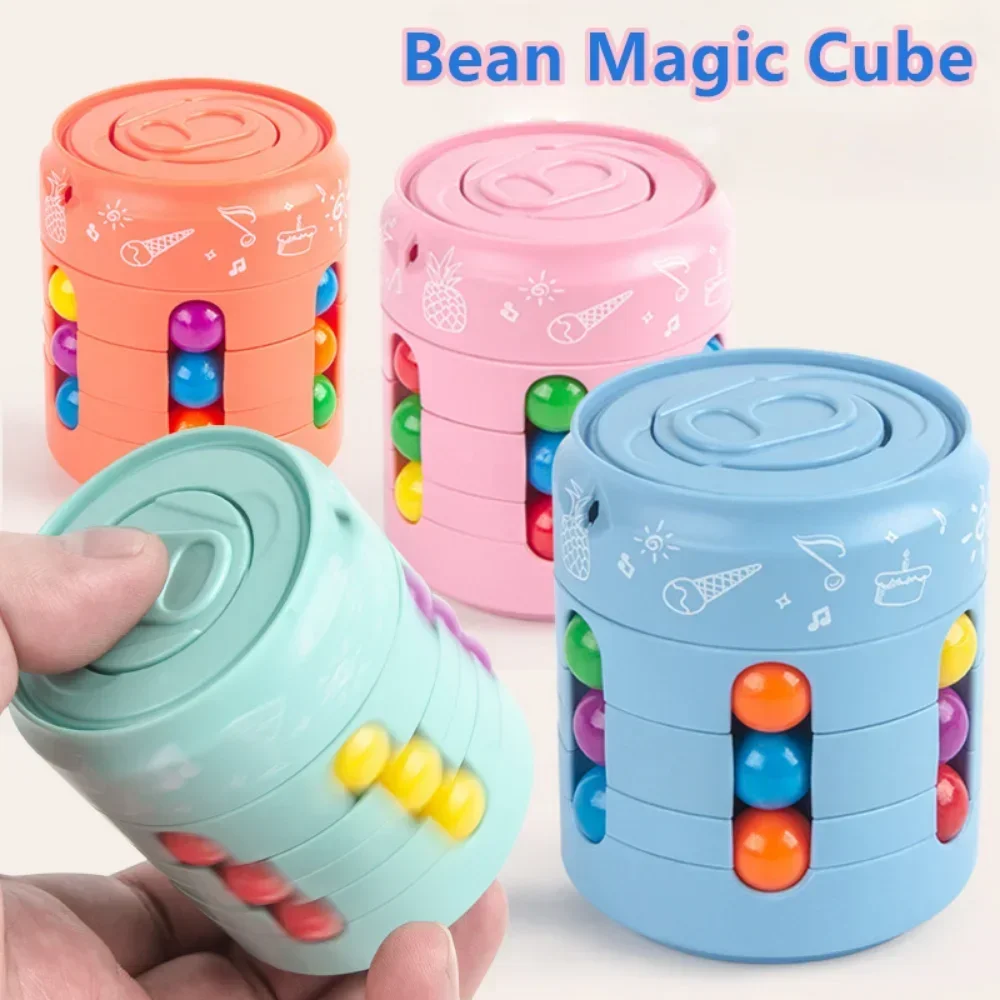 

Magic Rotating Bean Puzzle Cube Fingertip Spinner Toys Adult Stress Relief Game Montessori Educational Toy for Children Gifts