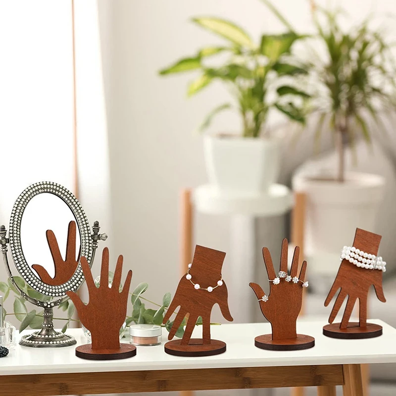 1 Pcs Wooden Hand-shaped Jewelry Display Stand Palm Shape Ring Stand Holder Bracelet Display Jewelry Organizer Photo Props