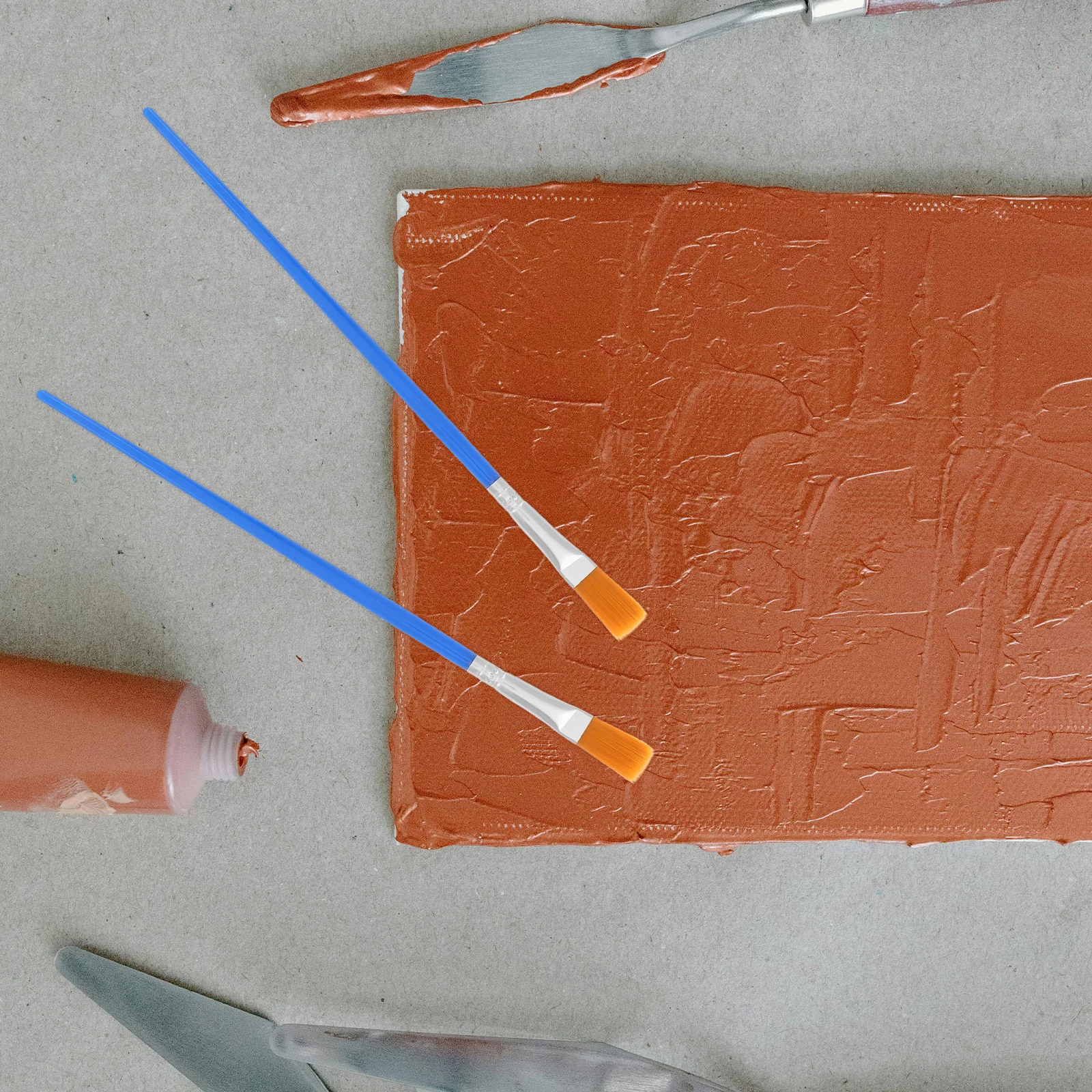 

50Pcs Painting Brush Set Professional Flat Tip Portable Lightweight Paintbrushes for Artists Students Art Supplies