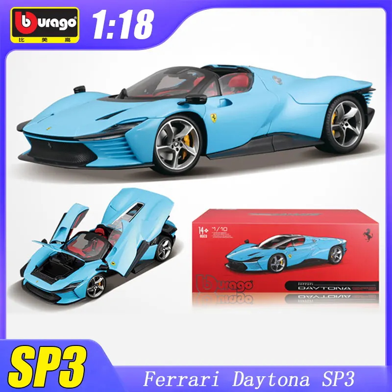 

1:18 Bburago Ferrari Daytona SP3 модель автомобиля из сплава, роскошный автомобиль, литая под давлением игрушка, коллекция украшений, детский рождественский подарок