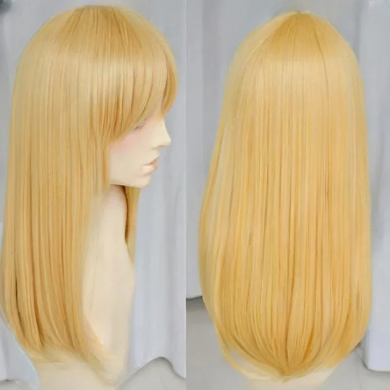 Gratis pengiriman baru Shingeki no Kyojin Christa Lance pirang lurus Cosplay Wig rambut