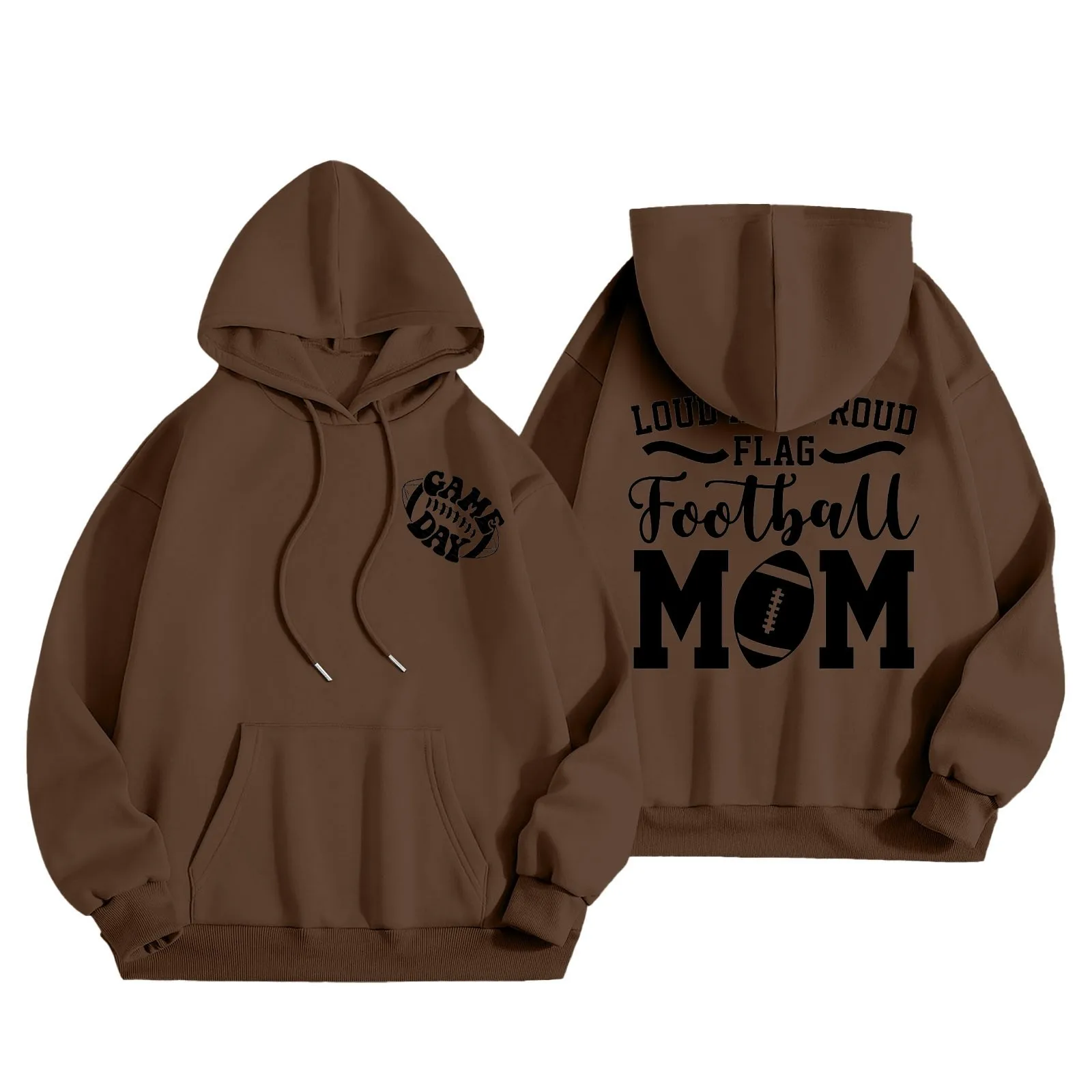 New In Hooded Sweatshirt Flag Football Mom Oversized Y2k Hoodie Outdoor Graphic Men Tracksuit American Vintage Plus Size Jumpers