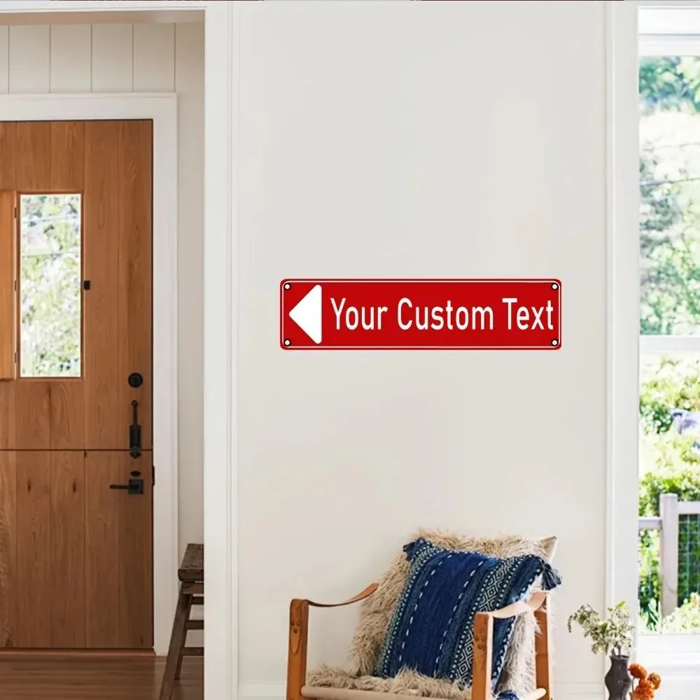 Personalized Custom Text Red Arrow Aluminum Plaque 40×10cm Waterproof Directional Wall Sign 1pc Only Decoration