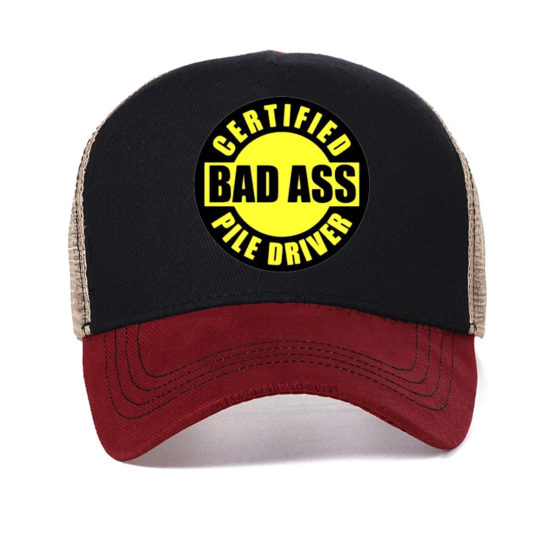 

Certified Bad Ass Pile Driver funny men Baseball Cap Adjustable summer Mesh Breathable Trucker hats