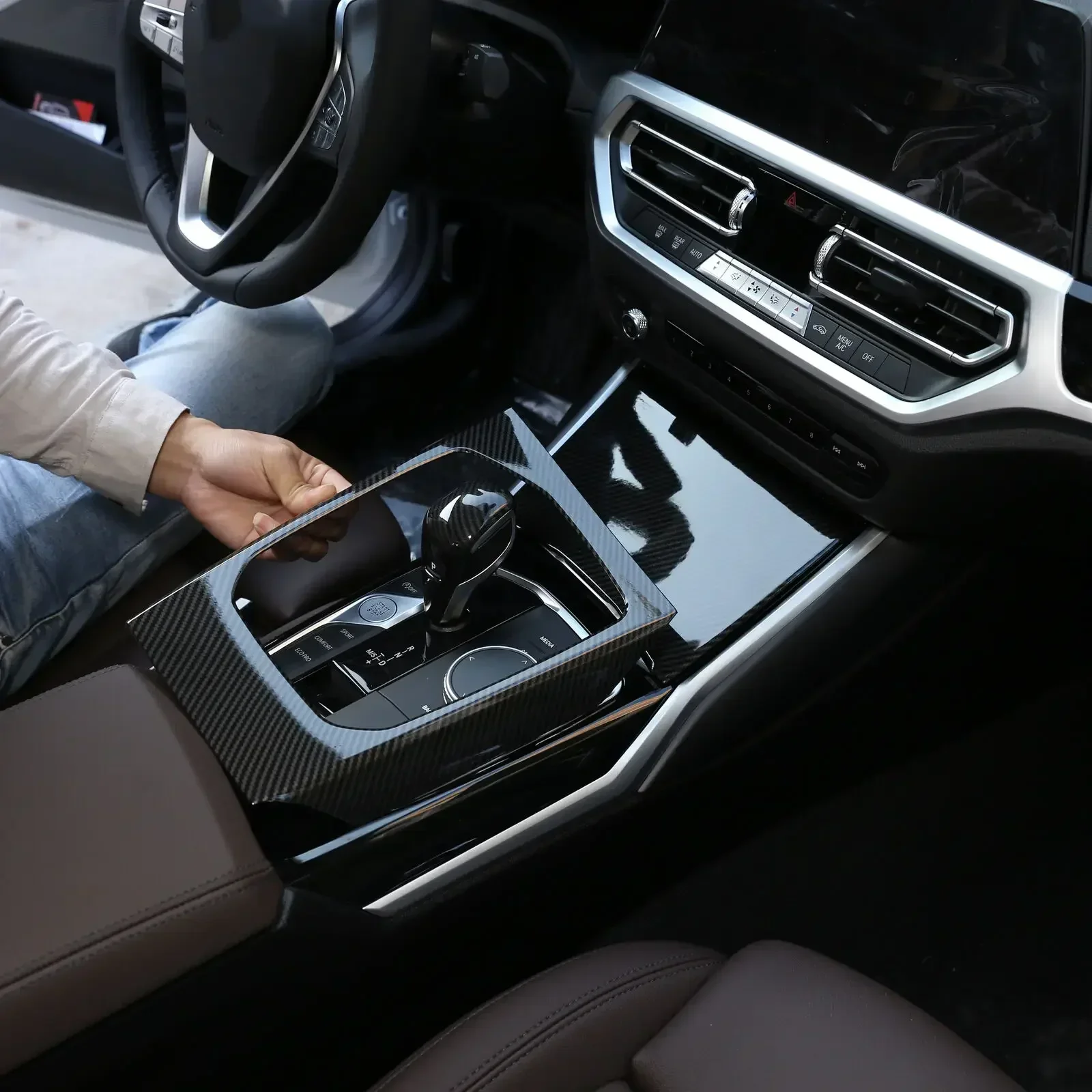 Pro BMW 3čepel řada 4 řada g20 G21 G22 2020-2022 ABS uhlík vlákno auto mechanismus panel zakrýt vnitřní souprava stříhat nálepky auto accessoires